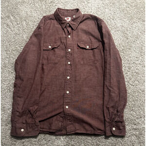 Levi’s Men’s Button Front Shirt Large L Burgundy Long Sleeve 100% Cotton